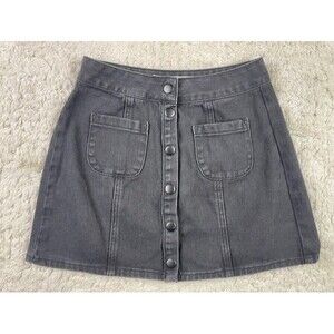 Melville Size 24 Womens Mini Skirt Black Snap front Denim Jean